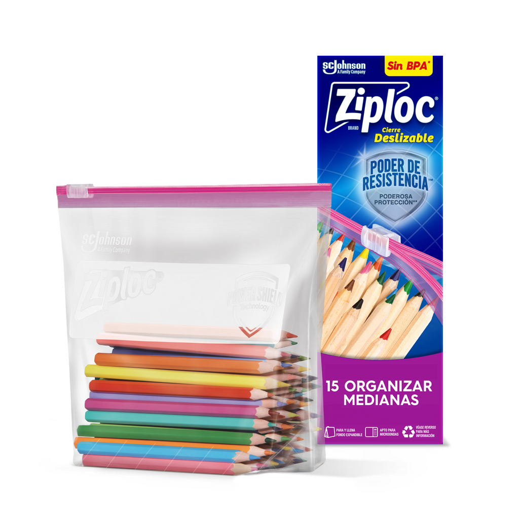 Ziploc Bolsa Reutilizable para Organizar Slider Mediana 15 piezas