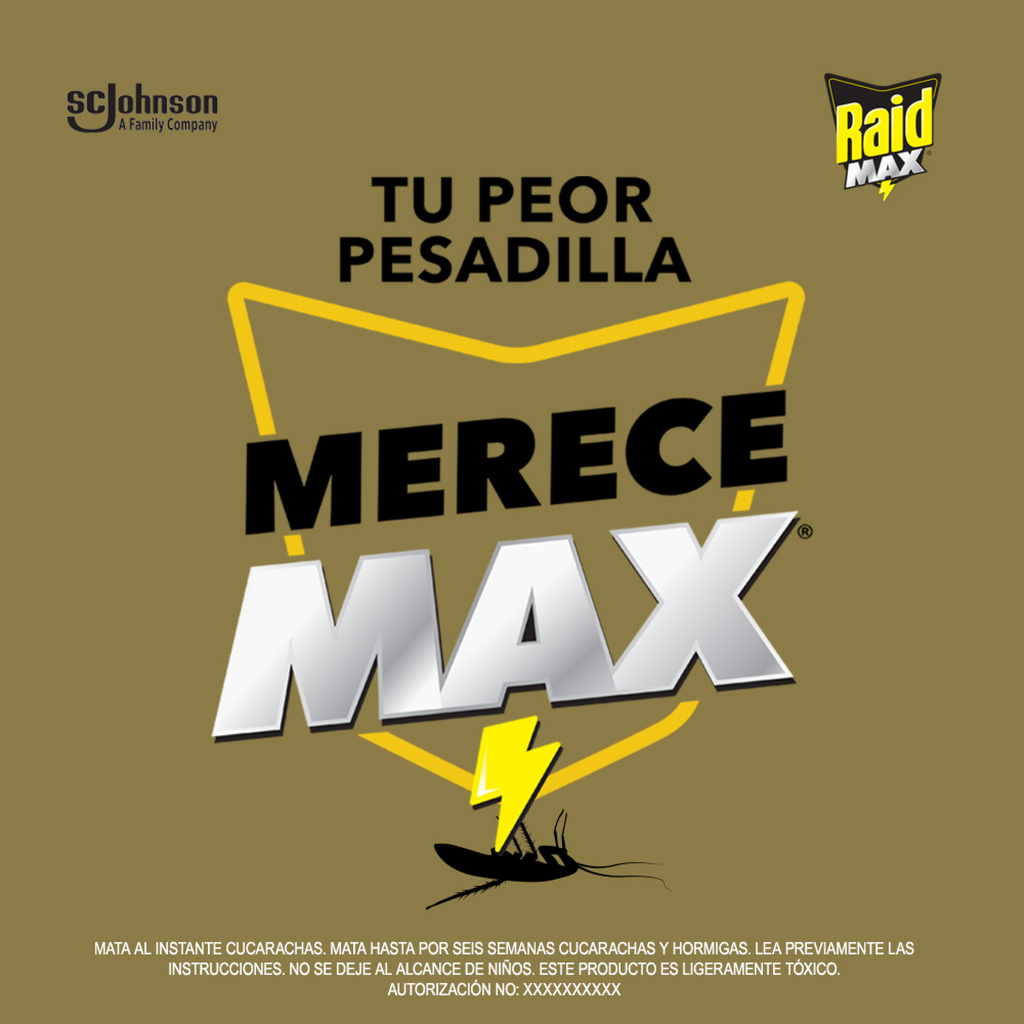 Raid Max® Insecticida en Aerosol, Mata Cucarachas e Insectos Rastreros, Plaguicida de Uso Domestico, 400 mL