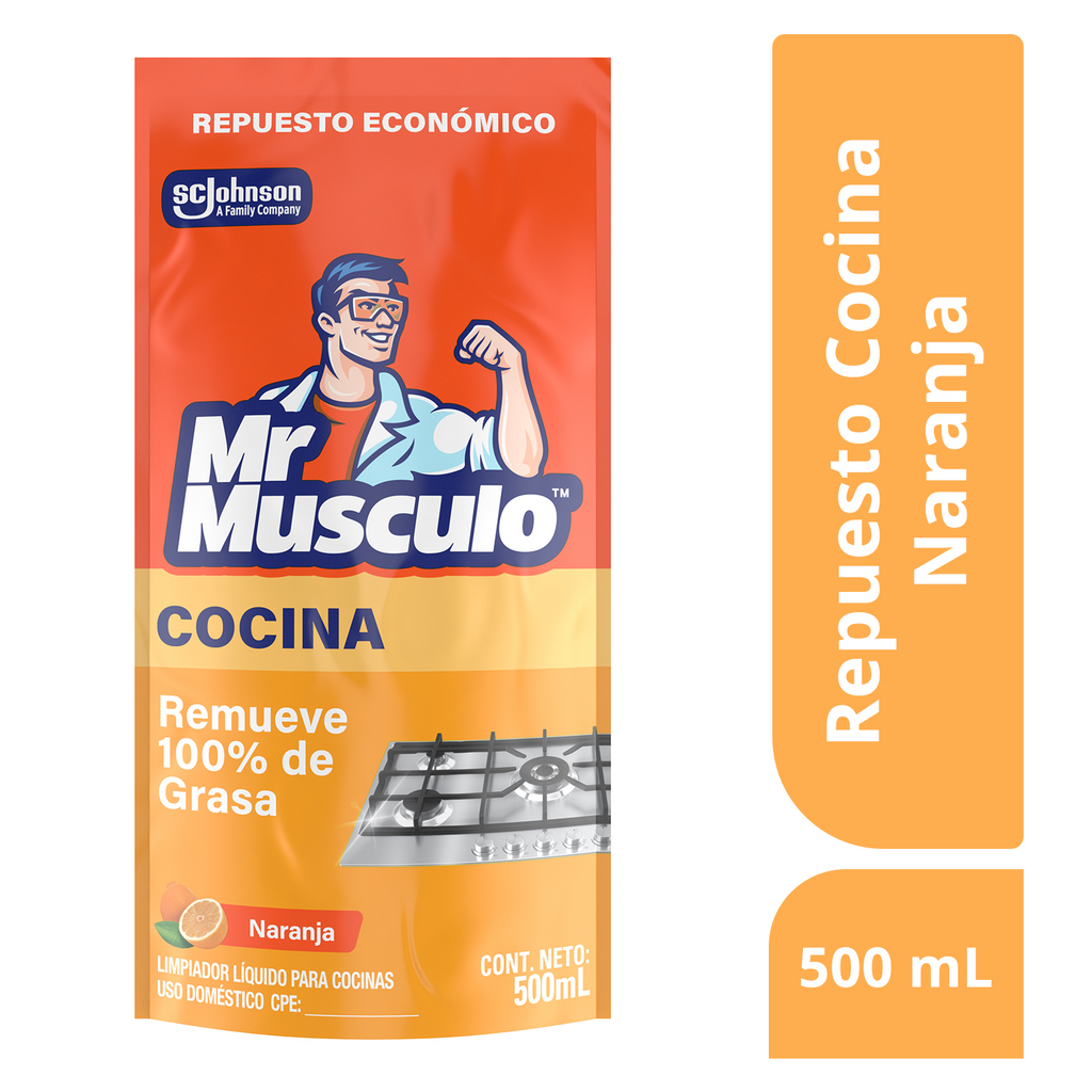 Mr. Músculo Desengrasante, Naranja, Repuesto 500mL