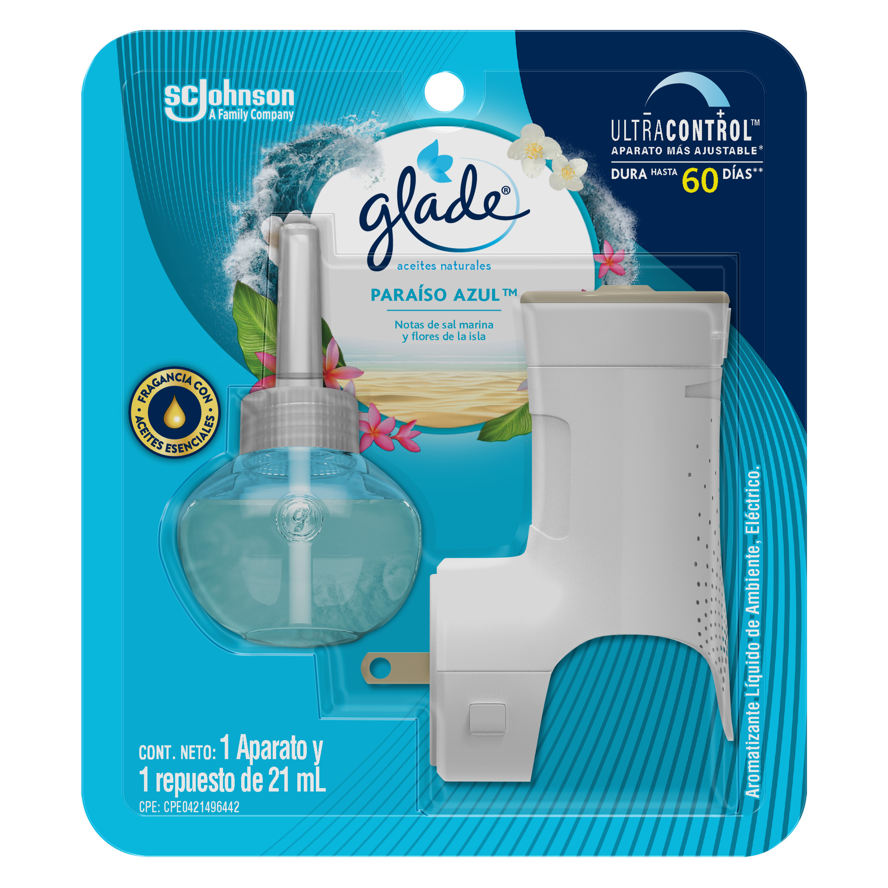 Glade Aceites Naturales Aparato Paraíso Azul 21 mL