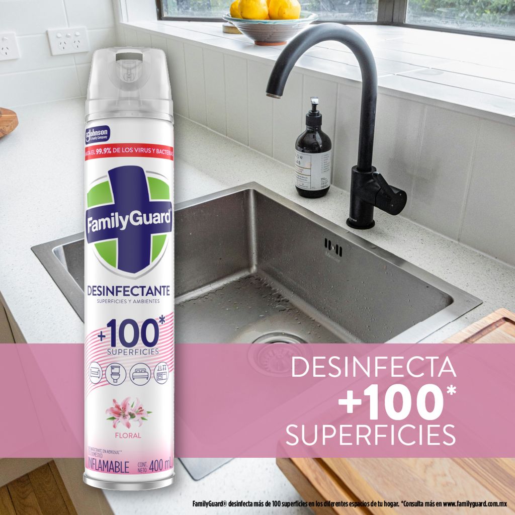 FamilyGuard Desinfectante y Eliminador de Olores en Aerosol Floral 400 ml