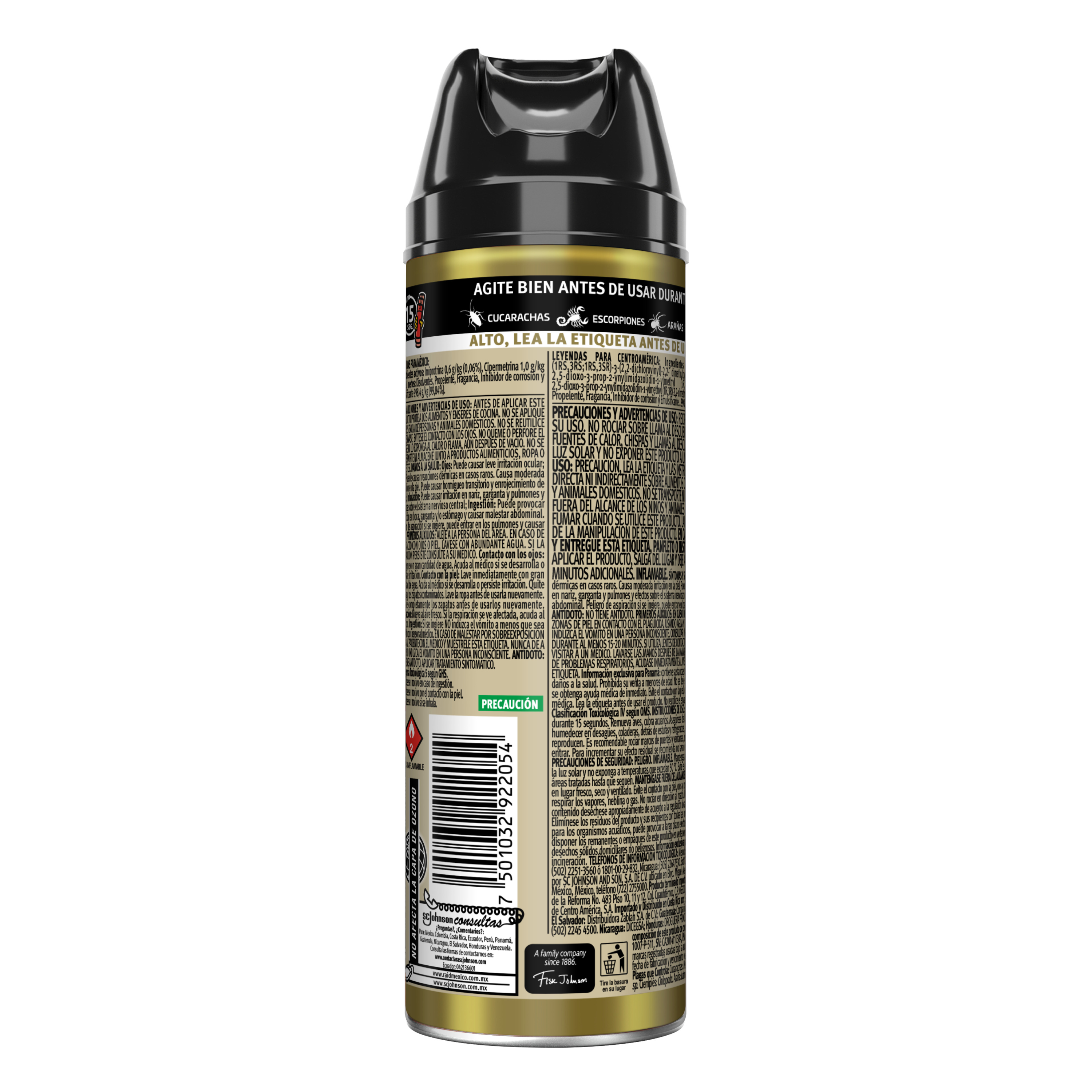 Raid Max® Insecticida en Aerosol, Mata Cucarachas e Insectos Rastreros, Plaguicida de Uso Domestico, 226 mL