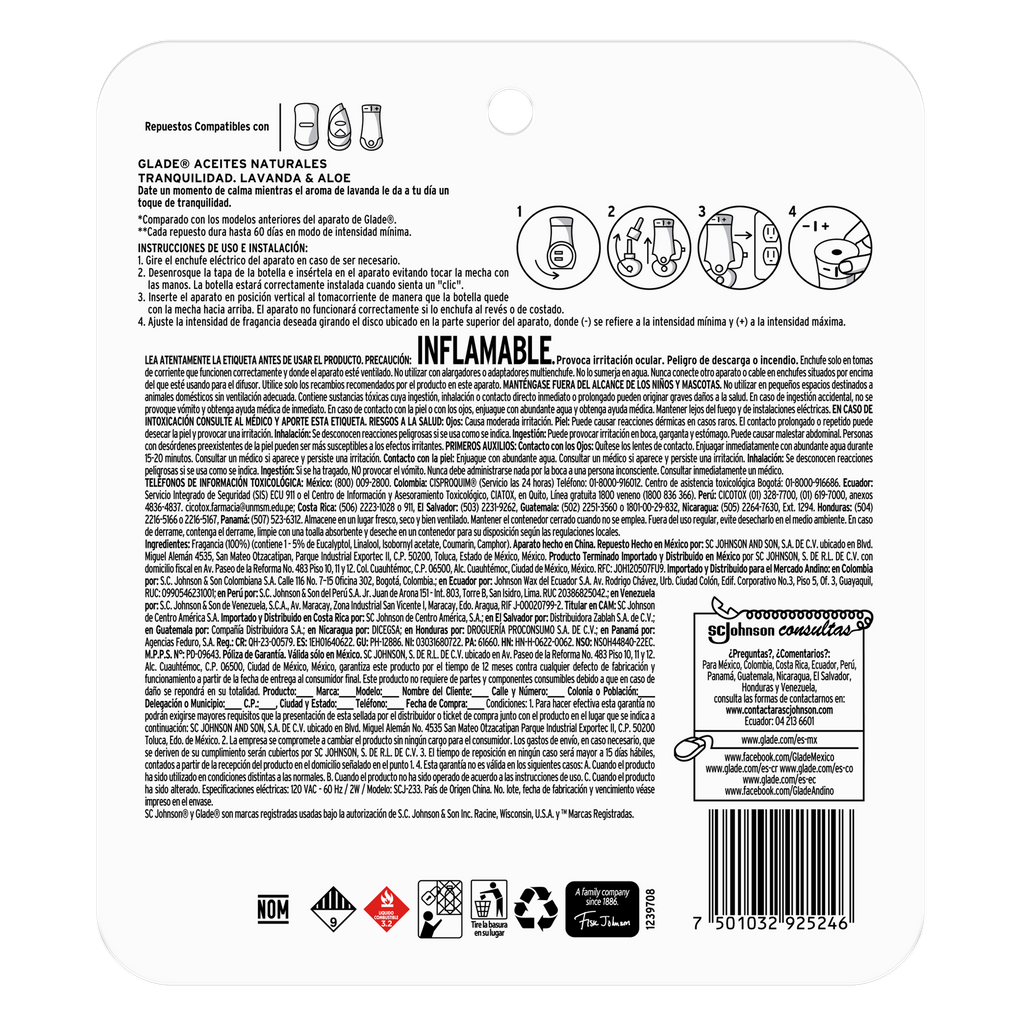 Glade Aceites Naturales Aparato Lavanda & Aloe 21 mL