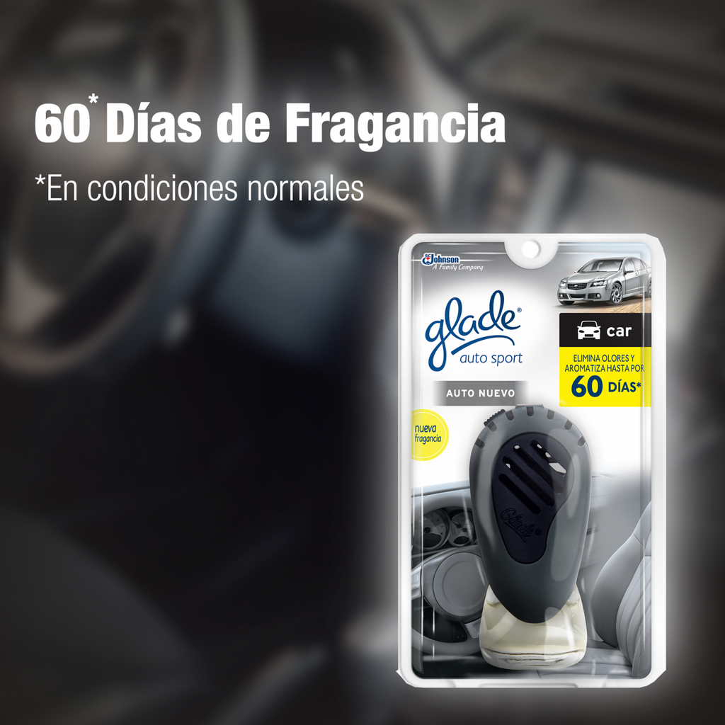 Glade Aromatizante para Carro Auto Sport Aparato Auto Nuevo 7ml