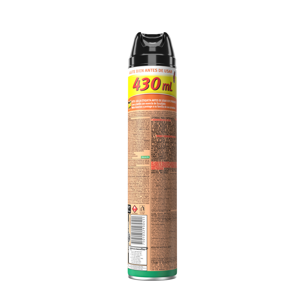 Raid Insecticida en Aerosol para Casa y Jardín, Mata Insectos, Plaguicida de Uso Domestico, Aroma Eucalipto, 430mL