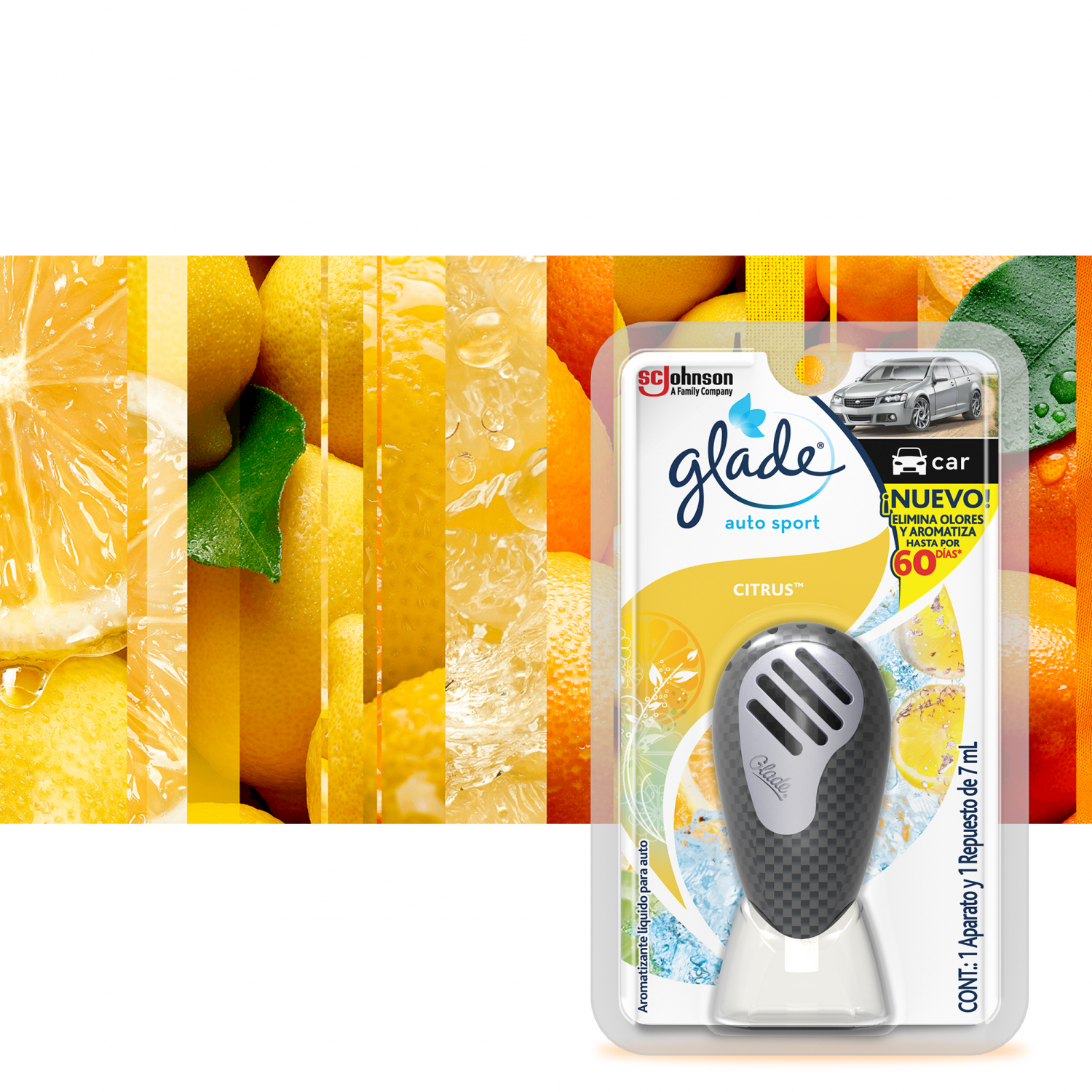 Glade Aromatizante para Carro Auto Sport Aparato Citrus 7ml