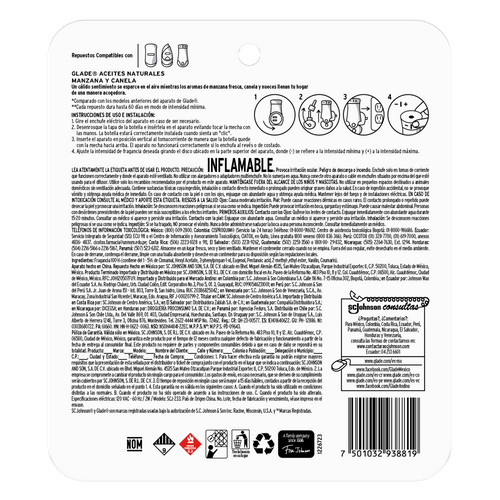 Glade Aceites Naturales Aparato Manzana Canela 21 mL