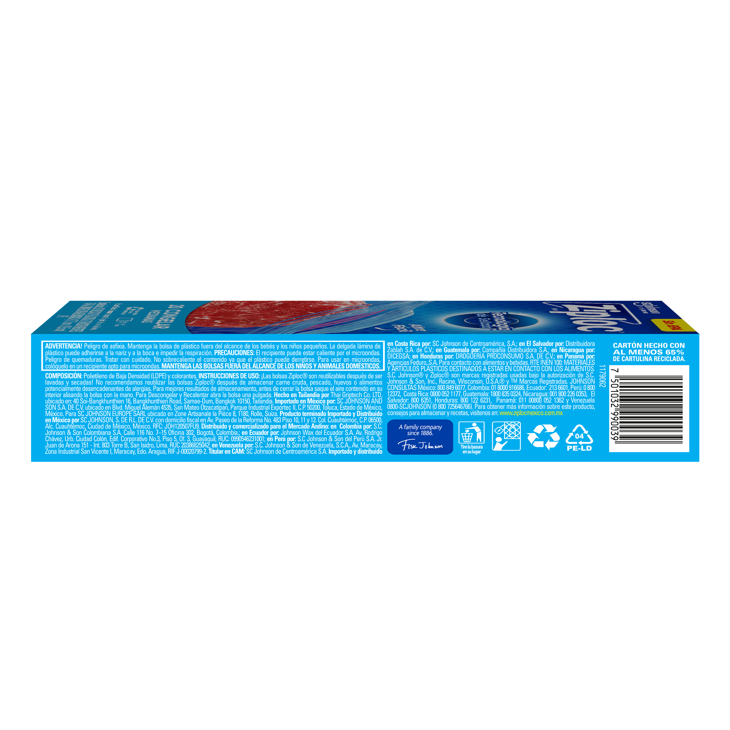 Ziploc Bolsa Reutilizable para Congelar Medianas 20 piezas
