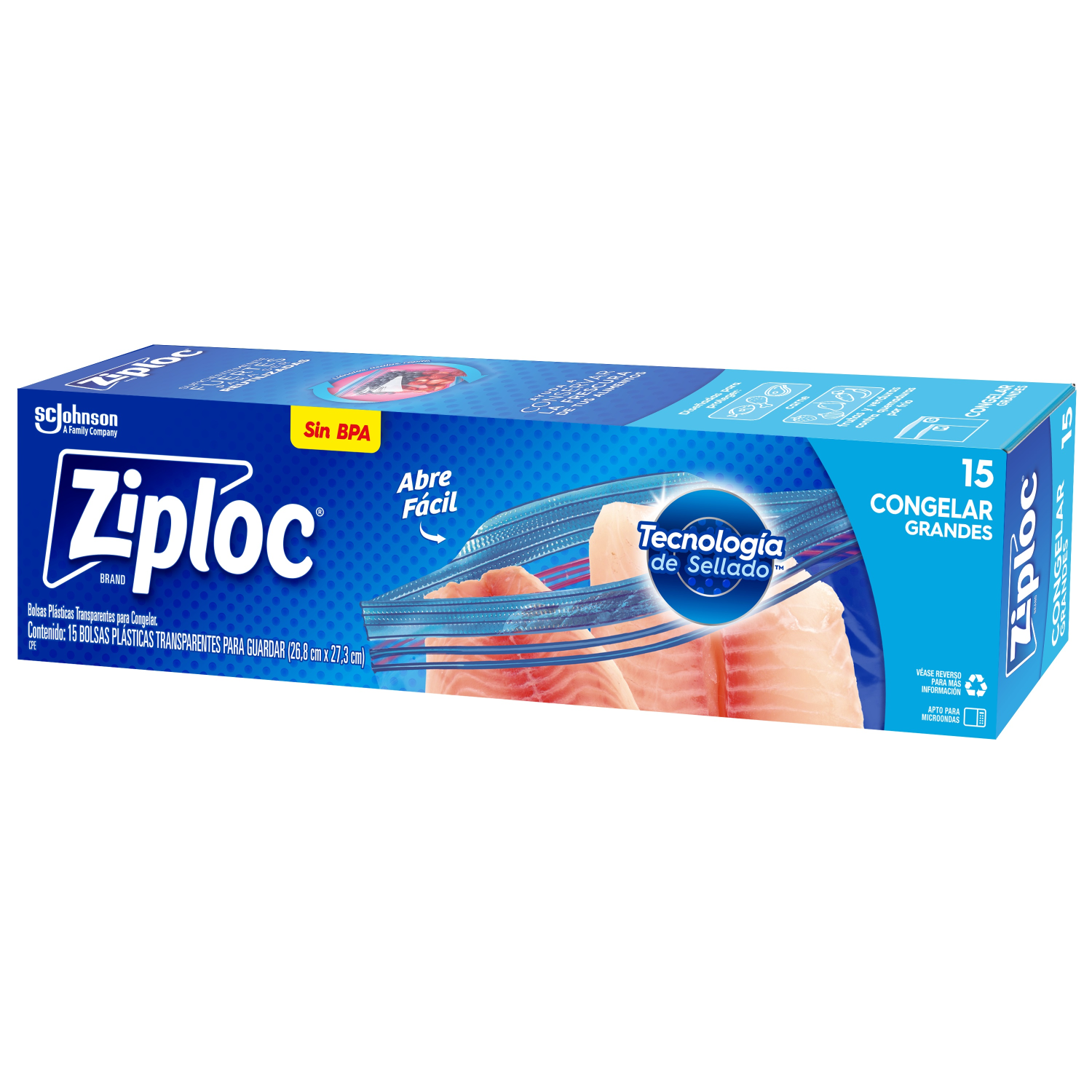 Ziploc Bolsa Reutilizable para Congelar Grandes 15 piezas