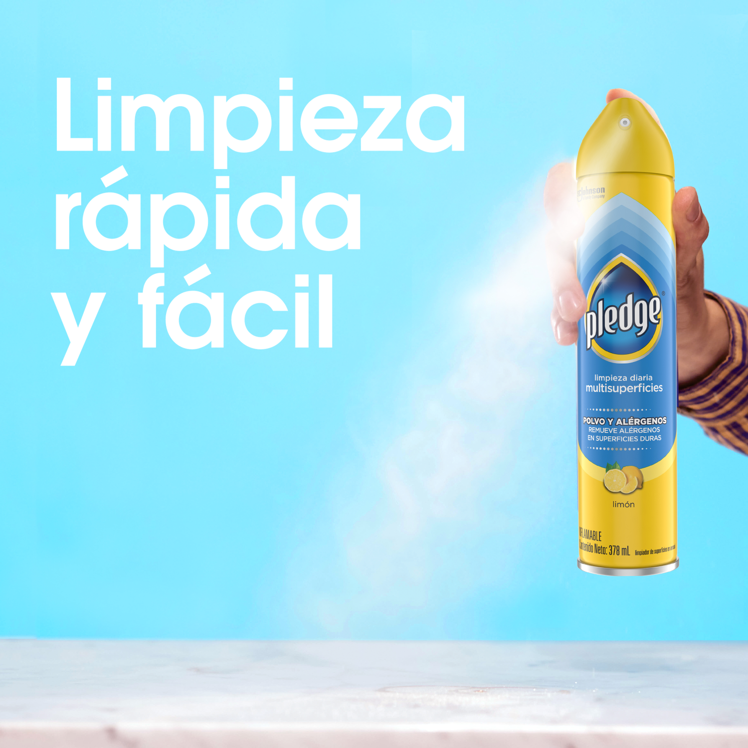 Pledge Limpiador Multisuperficies Polvo y Alérgenos en Aerosol Limón 378 mL