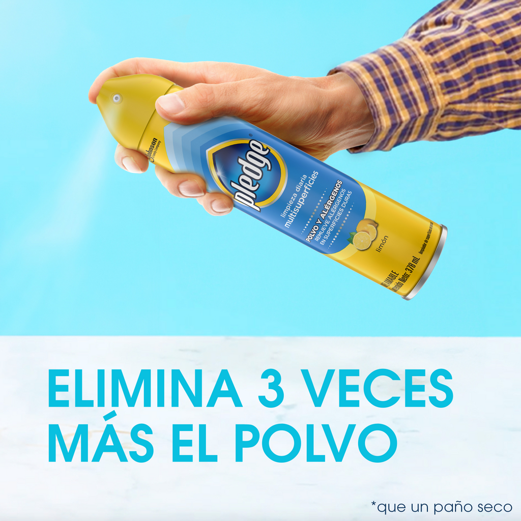Pledge Limpiador Multisuperficies Polvo y Alérgenos en Aerosol Limón 378 mL