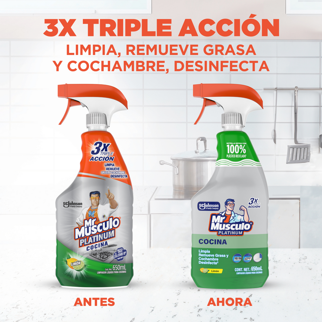 Mr. Músculo Platinum, Desengrasante Limón, Gatillo 650mL