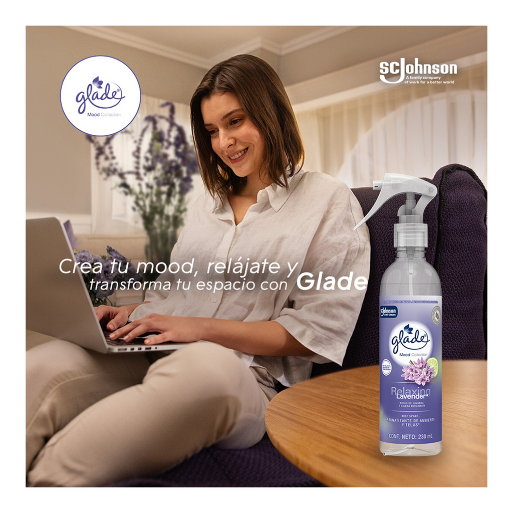 Mist Spray aromatizante de ambiente y telas Glade Relaxing Lavender 230 ml